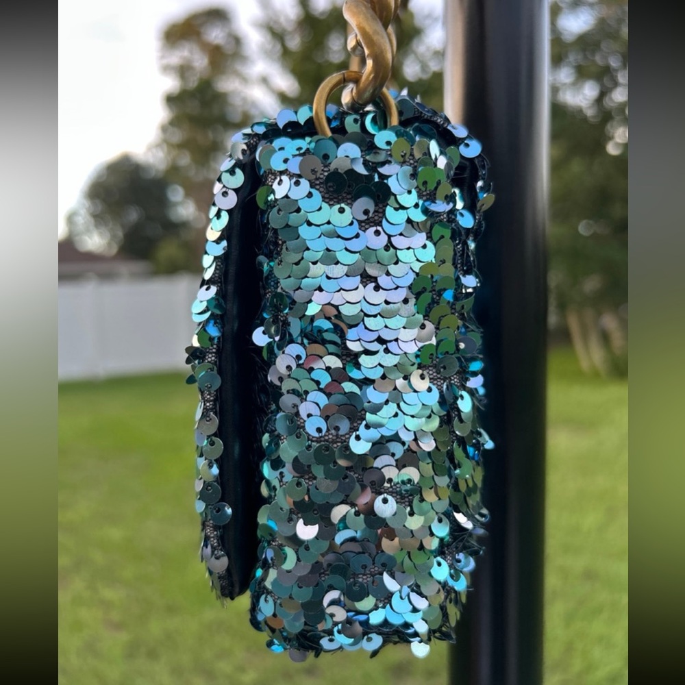 Montana West Blue and Black Sequin Shoulder Bag - Picture 6 of 11